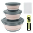 thumbnail image 1 of 3Pcs Bol Pliable avec Couvercle 300ml/650ml/900ml Récipient de Stockage des Aliments, 1 of 7