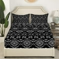 thumbnail image 3 of Tribal Boho Aztec Bed Sheets Black White Bohemian Sheet Set King Western Southwestern Fitted Sheet Geometric Diamond Striped Top Sheet Rustic Farmhouse Bedding Set 2 Pillow Cases, 3 of 5