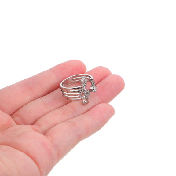 GAXIRE 1Set Musical Note Open Adjustable Rings Silver Alloy Round Simple Design Women 1.7x0.67in
