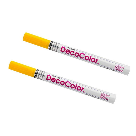 Marvy Uchida Fine Line Opaque Paint Markers, Yellow, 2/Pack