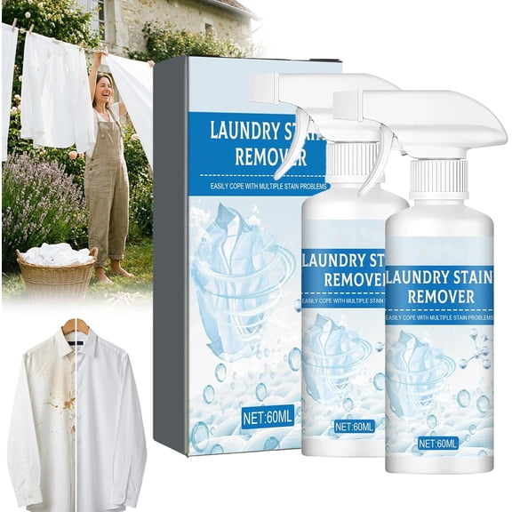 Non-Ionic Laundry Pre-Treatment Spray, Fabric Stain Remover for Grease and Oil, Pre-Wash Stain Cleaner for Clothes and Linens(2Pcs, B)