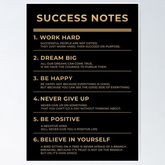 Motivational - Succes Notes UNFRAMED Poster, 8x12