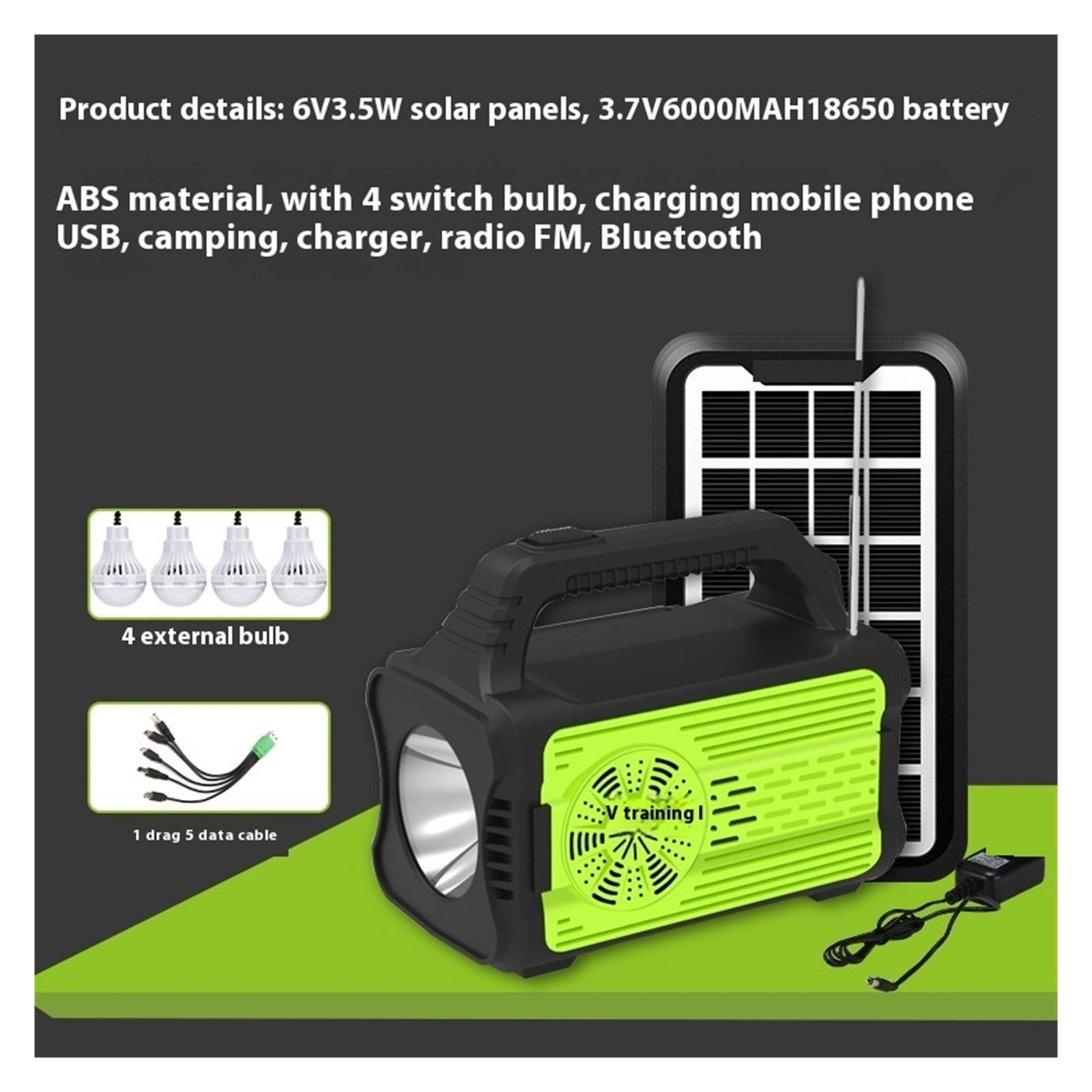Solar-Powered Portable Lantern With Multi-Function Bluetooth Speaker, Radio, And High-Intensity Emergency Spotlight - Ultra-Long Battery Life For Camping And Outdoor Use