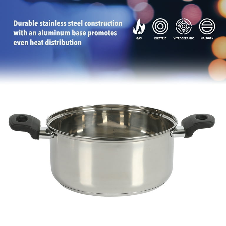 Stainless Steel Casserole Pot With Lid - Silver - Small - 1 Count Box