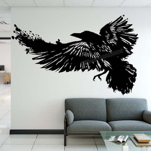 Raven Crow Corbie Wings Birds Wall Decal Vinyl Art Decal Animal Wall Sticker Home Bedroom Living Room Decor Accessories 56x36cm