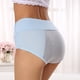 thumbnail image 4 of Ropa interior menstrual Prolriy para mujer, color sólido, cintura alta, talla grande, algodón, antifugas, conservadora, cintura baja, pantalones fisiológicos, ropa interior para mujer, azul claro, L, 4 of 4