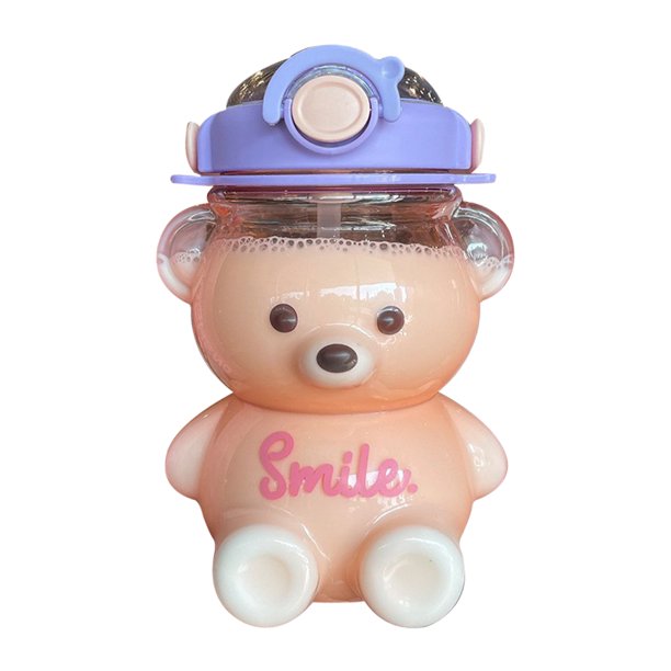 Botella de agua de oso Kawaii de 1000ml, botellas de plástico para estudiantes de gran capacidad con paja Tmvgtek suministros de cocina