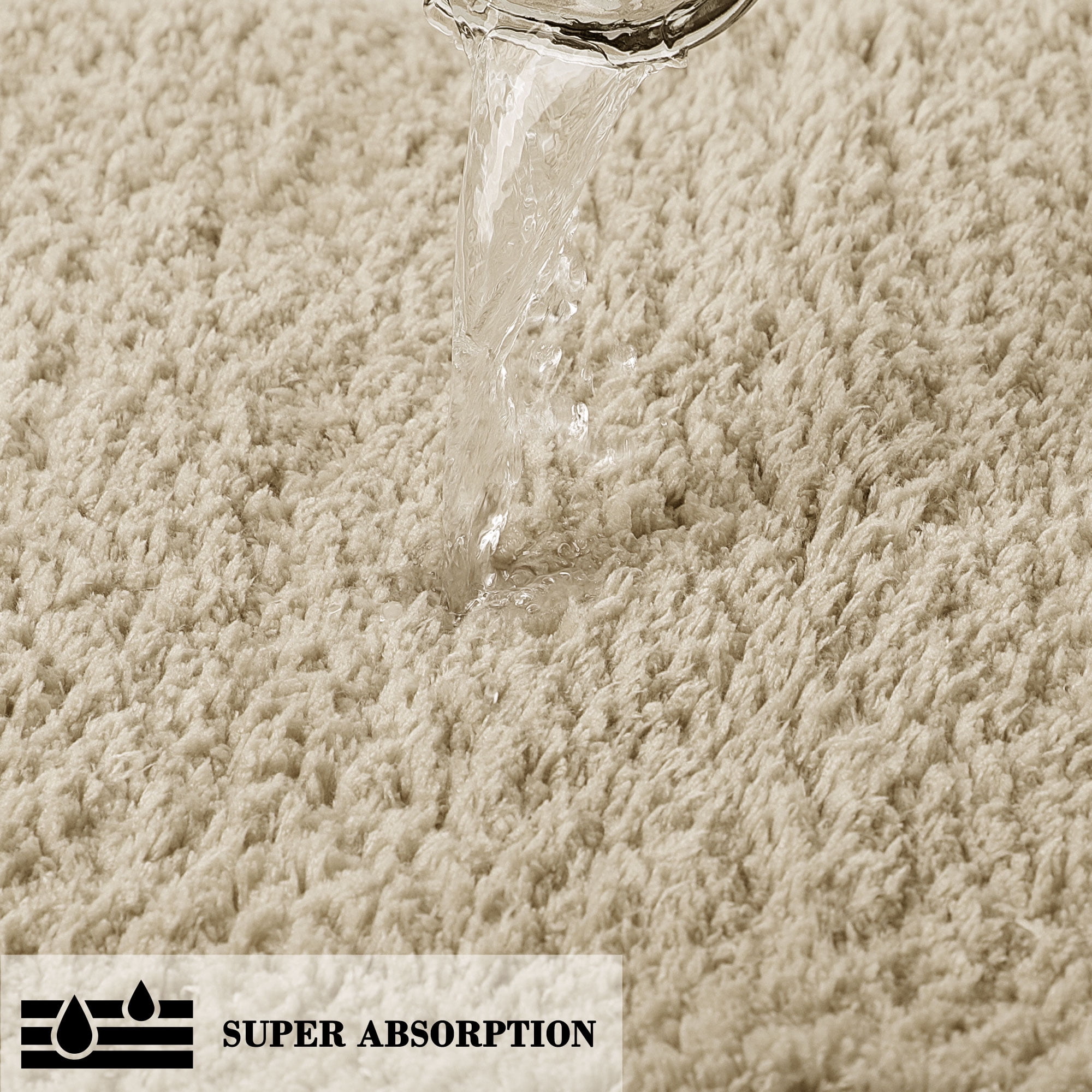 Unique Bargains Bathroom Shaggy Bath Mat Fluffy Non-slip Door Floor Rug Beige 16" x 24"