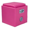thumbnail image 2 of Furniture of America Larson Faux Leather Square Speaker Ottoman in Pink, 2 of 9