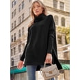 thumbnail image 5 of Women's Turtleneck Oversized Sweaters Long Batwing Sleeve Spilt Hem Tunic Pullover Knit Tops, 5 of 7