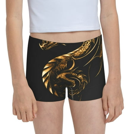 Pofeuu Golden Dragon Tattoo Art Print Soft Cotton Girls Boyshort panties Toddler Underwear-X-Large
