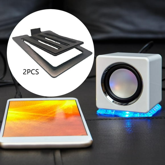 Soportes de parlantes de escritorio inclinados con acolchado amortiguador, elevador de altavoz de sonido envolvente de escritorio de metal para mesa Negro