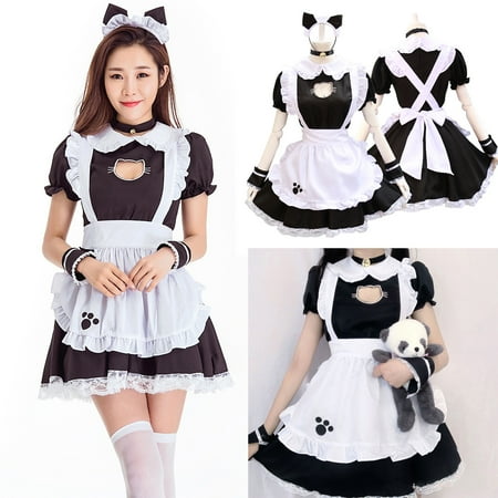 

women Christmas pajamas for family matching outfits son daughter sets soft Black Women Maid Cosplay Animation Show Restaurant CuteWork Crossdress Outfit Dress