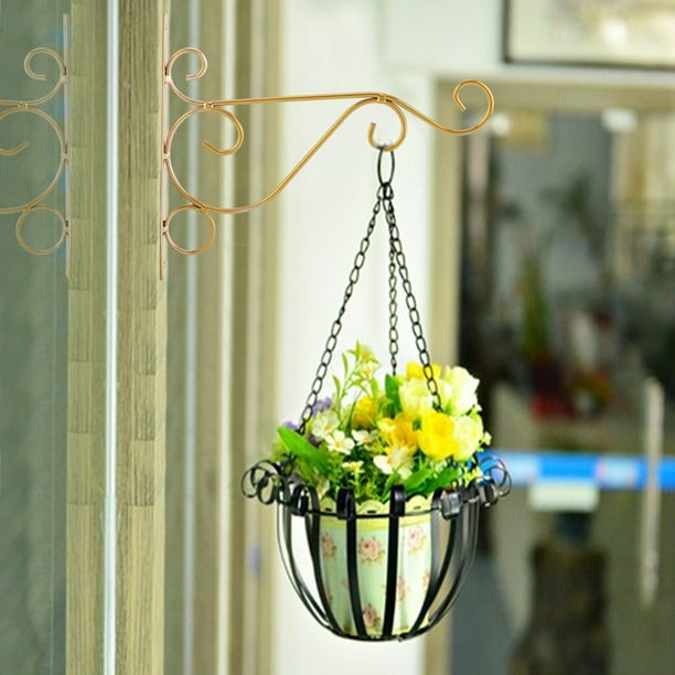 colgante plantas hierro, artístico Soporte para colgar en la pared de hierro Soporte para plantas de arte Gancho para colgar Decoración de jardín Ecomeon no