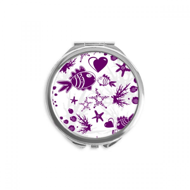 Le Monde des Fonds Marins Poisson Animal Miroir Compact Rond Portable de Poche en Verre