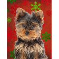 thumbnail image 1 of Drapeau de Jardin Flocons de Neige Rouges de Noël Yorkie Puppy & Yorkshire Terrier, 1 of 1