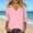 Pink, variant on CYMMPU Womens Tops 3/4 Length Sleeve V Neck Cotton Loose Casual T Shirts Solid Color Dressy Blouse Basic Summer Clothes Black L