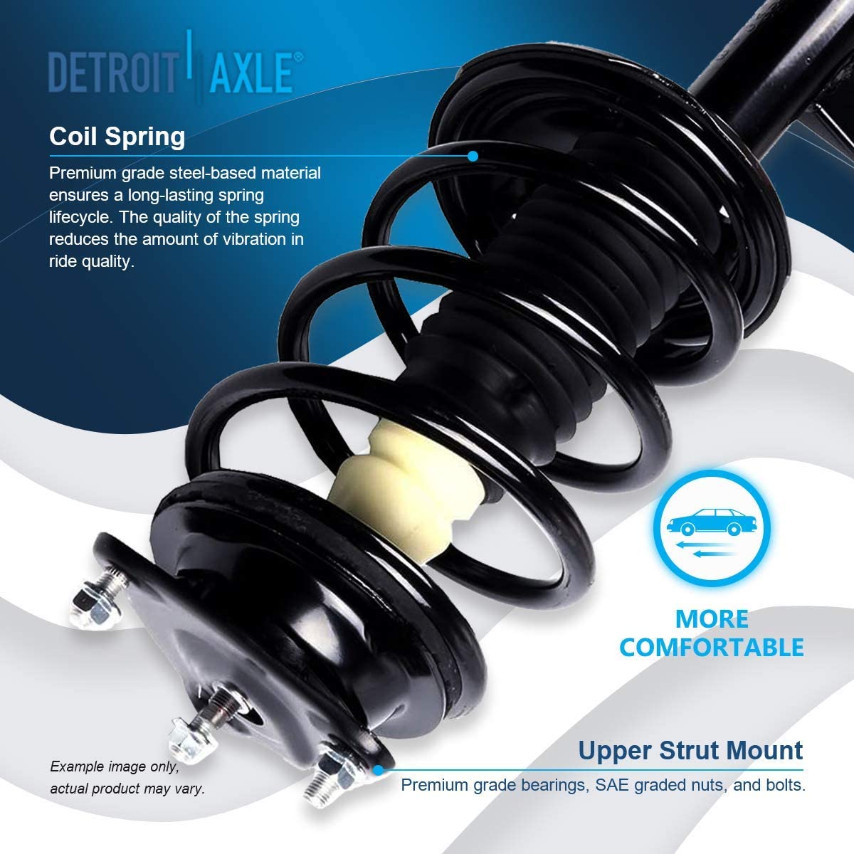 Detroit Axle - Front Struts for 2007-2010 Hyundai Elantra Complete 2 Struts with Coil Spring 2008 2009 Replacement Left & Right Quick Install Ready Strut Shock Assembly