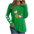 thumbnail image 2 of Craaazy Women's St Patricks Day Shirts Shamrock Irish Holiday Crew Neck Long Sleeve Shirts, 2 of 6