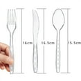 thumbnail image 5 of 100 tenedores, cucharas y cuchillos de plástico desechables: perfectos para eventos y fiestas Juego de cubiertos transparentes de 300 piezas de primera calidad, 5 of 5