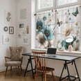 thumbnail image 5 of Teal Tulip Butterfly Kitchen Curtains 45 Inch Length, Beige Turquoise Floral Grey Wooden Tiers Curtains for Bathroom Bedroom Cafe, Light Filtering Small Window Treatment Drapes 2 Panels 42"Wx45"L, 5 of 8