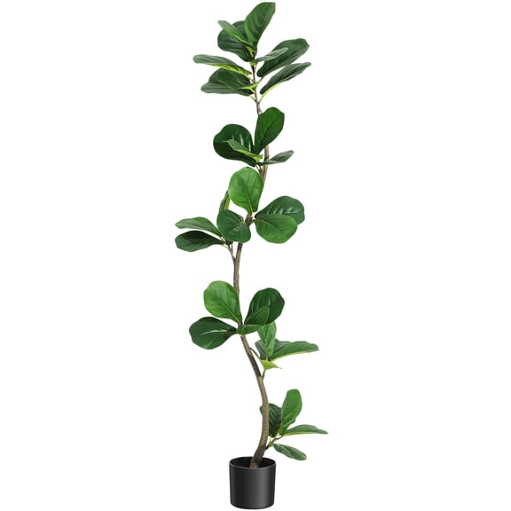Artificial Fiddle Leaf Fig Tree 5ft, Large Faux Plant Fake Ficus lyrata Silk Trees with Pot for Indoor Outdoor House Living Room Office Home Decor