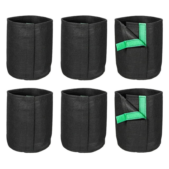 Cultivo Bolsas Tela Macetas con Autoadherencia Lados, 1 Galón No Tejido Jardín Planta Contenedor para Trasplantar Tomate Verdura Flor, Negro Paquete de 6