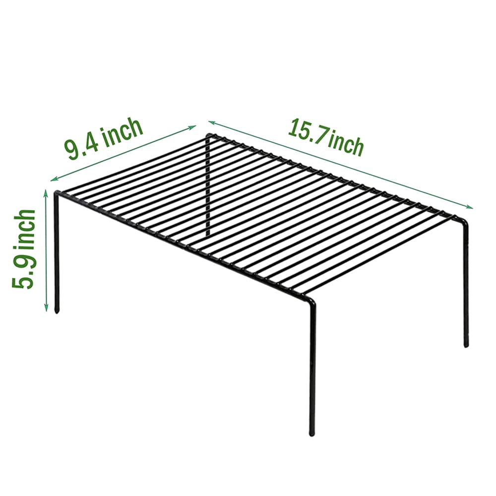 4 Pack Large (15.7 X 9. 4 Inch) Cabinet Storage Shelf Rack  Rustproof Kitchen Counter And Organizer For Fridge Bathroom Black