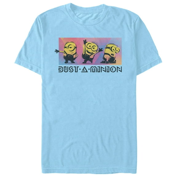 Men's Despicable Me 3 Bust a Minion Graphic Tee Light Blue Medium