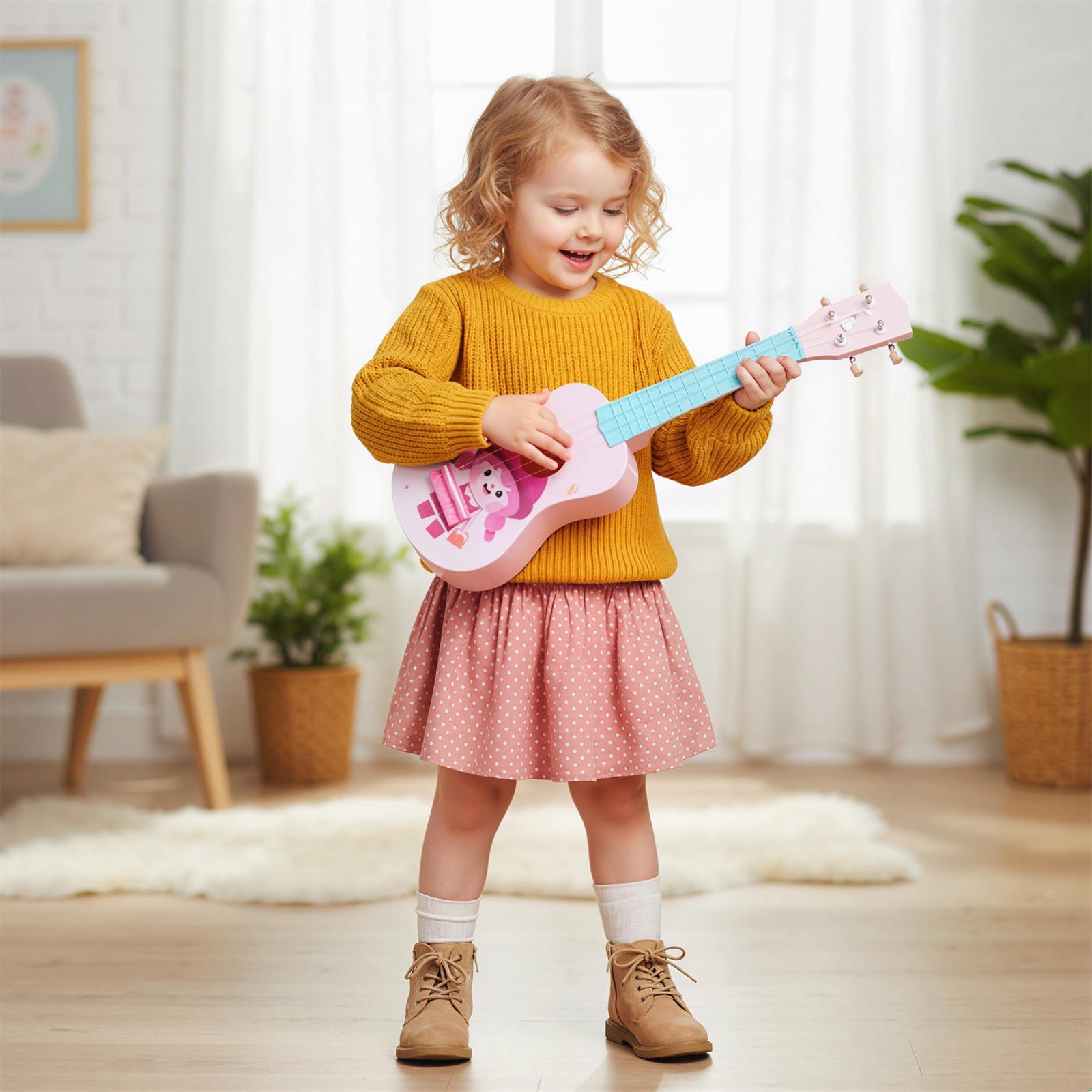 Gymax 21'' Ukulele Guitar for Kids w/4 Nylon Strings & 12 Frets for Beginners Toddlers