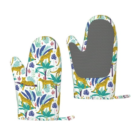 

Lafuoo Summer Leopard Pattern Silicone Anti-Scalding Gloves Hanging Rope Gloves are Suitable for Kitchen Utensils for Kitchen Baking Cooking Outdoor Barbecue