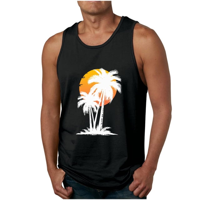 Camisetas de Tanque de los Hombres Tanque de los Hombres Incolor Gradiente de Impresión Cuello Redondo Correa Delgada Fuga Atrás Regular Casual Deportes Blusas de Tanque