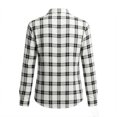 thumbnail image 4 of Women Lapel Button Long Sleeve Plaid Shirt Top, 4 of 5