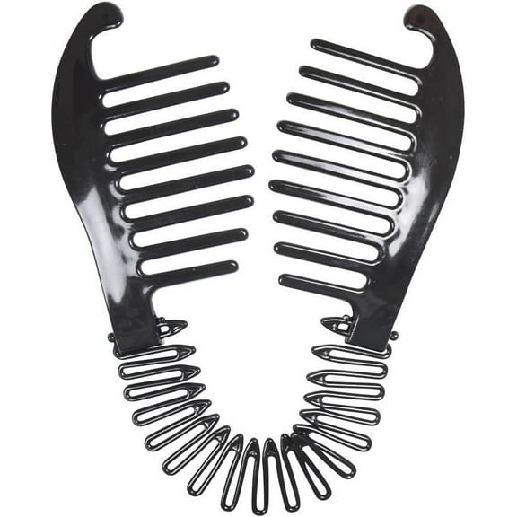 Motique Accessories Flexible Banana Clip Clincher Two Sides Hair Comb-One Size, Adults (Black)