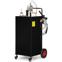 30 Gallon Portable Fuel Caddy with Manual Pump – Heavy Duty Gasoline & Diesel Transfer Tank, 4-Wheel Mobile Fuel Storage for Trucks, Boats, Lawn Mowers & Farm Use – Black