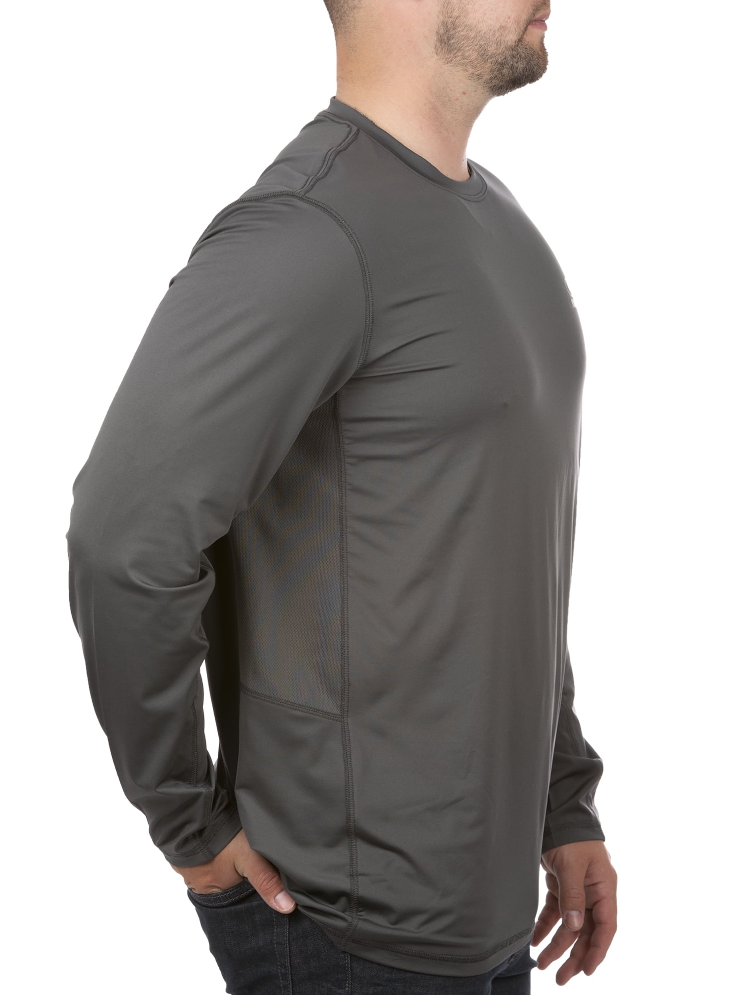Mossy Oak Men's Charcoal Long Sleeve Performance Hunting Tee Shirt, Up to 3XL