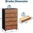 thumbnail image 2 of 5 Drawers Dresser, 46 in Tall Modern Chest of Drawers with Natural Texture, Curved Profile Design, Dresser TV Stand, Wood Drawer Organizer for Bedroom, Living Room, Hallway, Natural Oak, 2 of 8