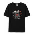 thumbnail image 5 of T Shirts for Women Short Sleeve Cotton Crewneck T-Shirt, Skeleton Couple Star Arrow Romantic Tee Tops Casual Basic T-Shirts, XS-5XL Black M, 5 of 7