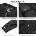 thumbnail image 6 of RAOENJADO Mens Racer Jacket PU Faux Leather Bomber Varsity Coat Casual Vintage Biker Streetwear, 6 of 8