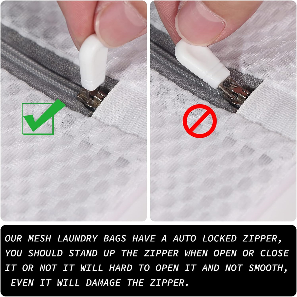 GIXUSIL Mesh Washing Bags for Laundry 3 Pack 10 x 12 inch Small Delicates Socks Lingerie Baby Clothes Wash Machine Net Zipper Bag for Home Dorm Hotel Travel Storage Organizer, White
