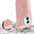 thumbnail image 4 of Value Pack + for Apple iPhone 12 (5.4inch) with Temper Glass Glitter Hard Case Hybrid Cell Phone Case Glitter Shock proof Edge Slim Bumper Scratch Cover (Rose Gold), 4 of 4