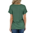 thumbnail image 3 of USSUMA Womens Tank Tops Women's Solid Short Sleeve V-Neck Casual Pockets Tee Tops T Shirt Vintage Summer Saving Green Polyester XXL, 3 of 5