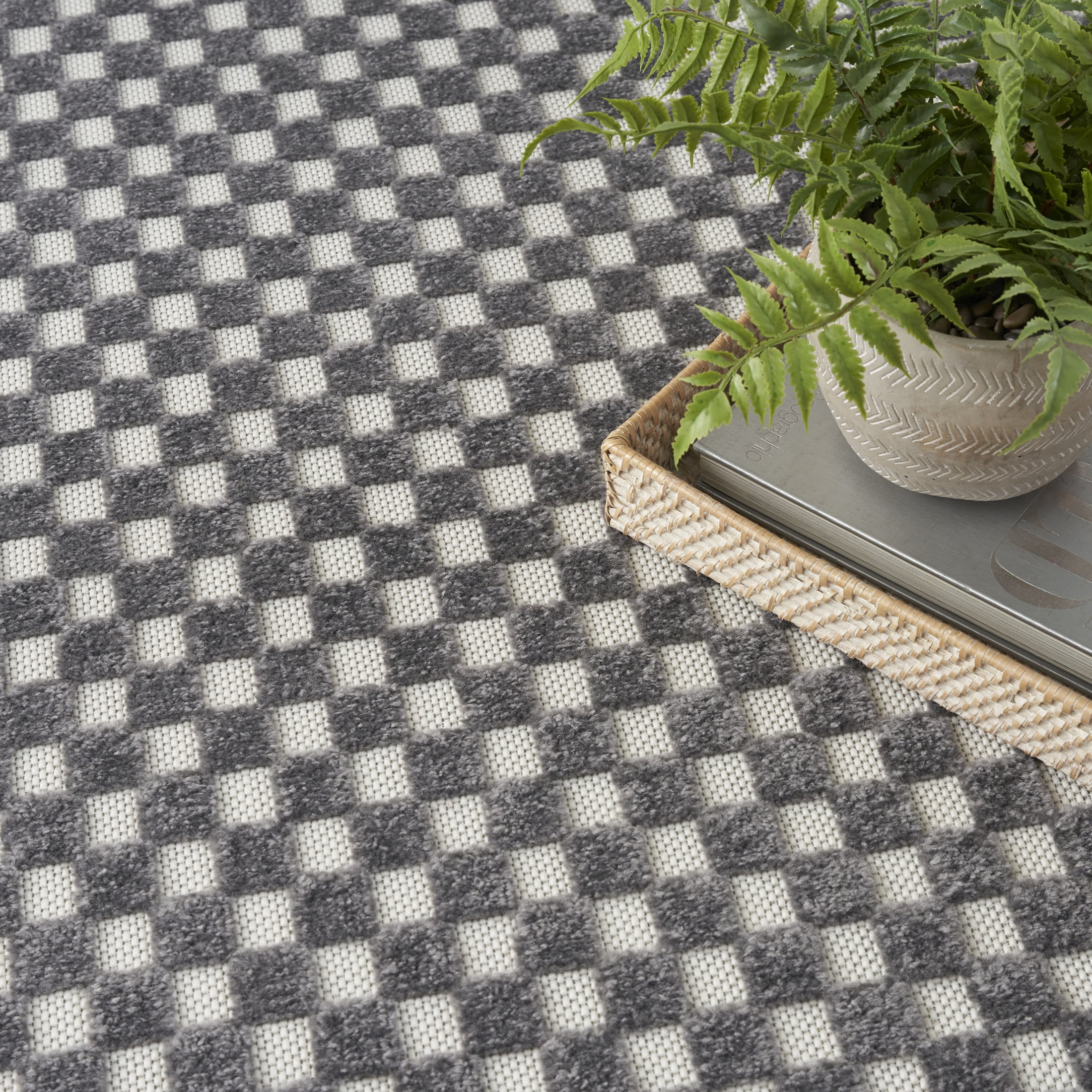 Nourison Care Free 7'10" x 9'10" Grey Modern Indoor Rug