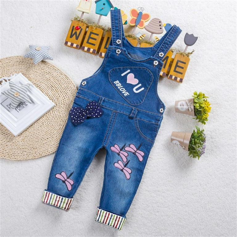 RMGVDSD Baby Boys Girls Jean Overalls Cute Embroidery Bib Pants