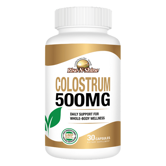 Colostrum 500 mg by Rise-N-Shine – Daily Allergy Support, Immune & Gut Health Support for Whole-Body Wellness & Vitality – 30-Day Supply