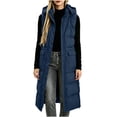 thumbnail image 3 of SAWOBUUN Womens Long Hooded Puffer Vest Sleeveless Zip Up Quilted Padded Gilet Casual Warm Winter Coat with Pockets, 3 of 9