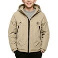 thumbnail image 3 of Owordtank Boys Hooded Light Puffer Jacket Water Resistant Zip Up Warm Winter Coat With Zipper Pockets, 3 of 6