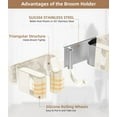 thumbnail image 6 of Broom Holder Over The Door - 304 Stainless Steel Mop and Broom Holder Wall Mounted or Hanging Over The Door with Hooks - Broom Hanger, Broom Storage Tool Organizer for Closet Laundry - light beige, 6 of 9
