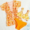thumbnail image 2 of TOWED22 Girls Bikini Swimsuits Set for Girls 3 Piece Skirt Bathing Suits Swim Dress Hawaiian Beach Swimwear 3-16 Years(Orange,7-8 Y), 2 of 4