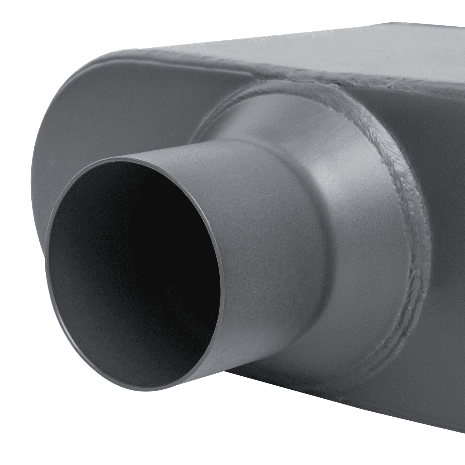 Magshion 3" Inlet 2.5" Outlet Chambered Muffler Straight-Through Round Stainless Steel Dual Exhaust Tip, Gray